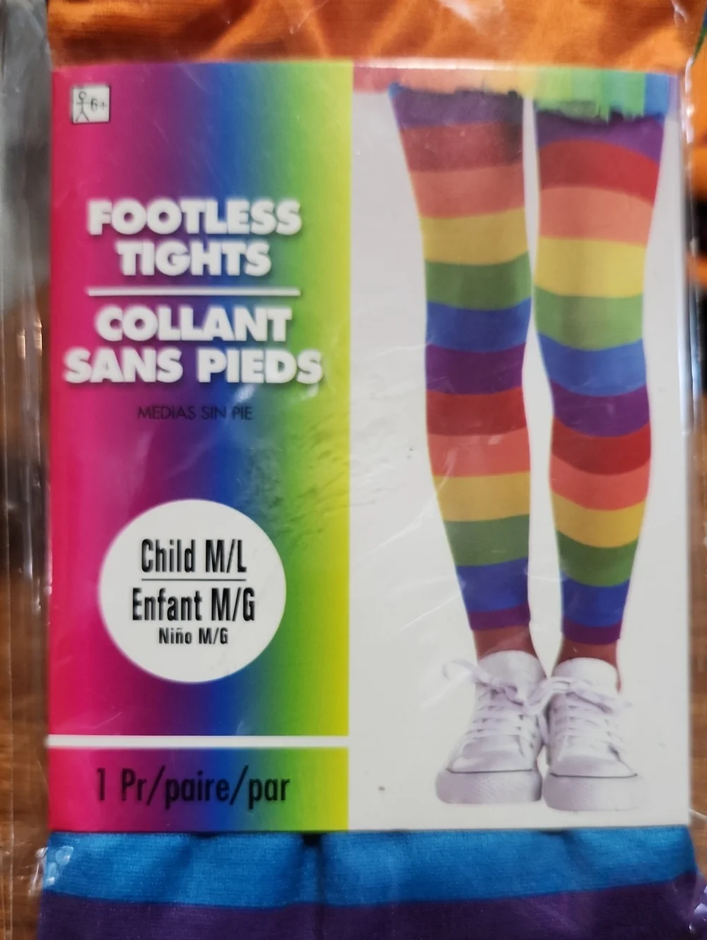 Kids Rainbow Stripe Colorful Footless Tights M/L Up To 85 Lbs.